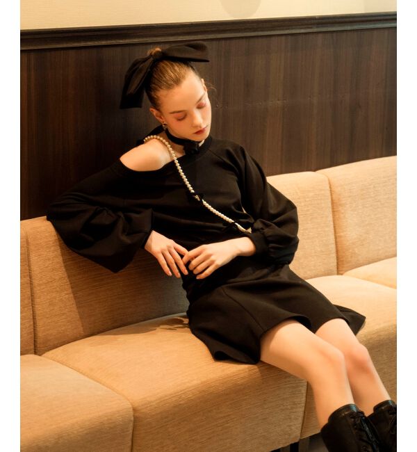 MAJESTICLEGON「フラワーチョーカー付きスウェットワンピ」|ワンピース|