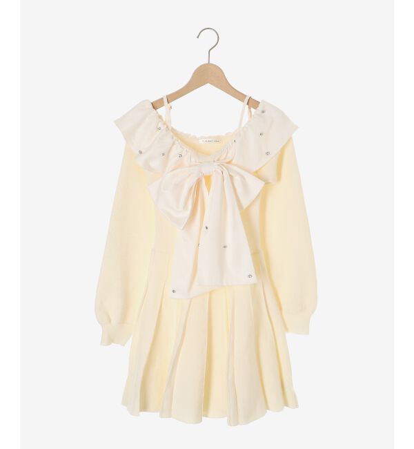  「フロントビッグリボンニットミニワンピ」|ワンピース|