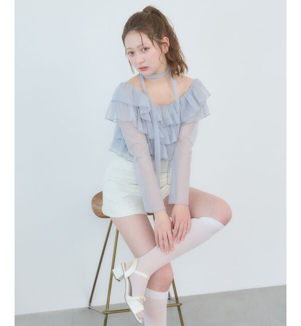  「チョーカーセットチュールフリルトップス」|Tシャツ・カットソー|