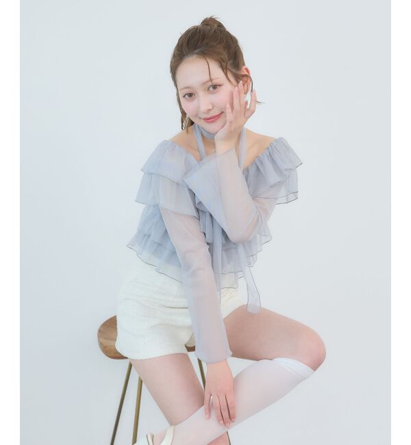  「チョーカーセットチュールフリルトップス」|Tシャツ・カットソー|