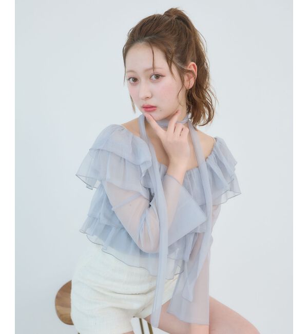  「チョーカーセットチュールフリルトップス」|Tシャツ・カットソー|