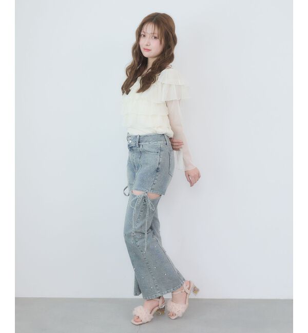  「チョーカーセットチュールフリルトップス」|Tシャツ・カットソー|