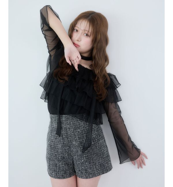  「チョーカーセットチュールフリルトップス」|Tシャツ・カットソー|