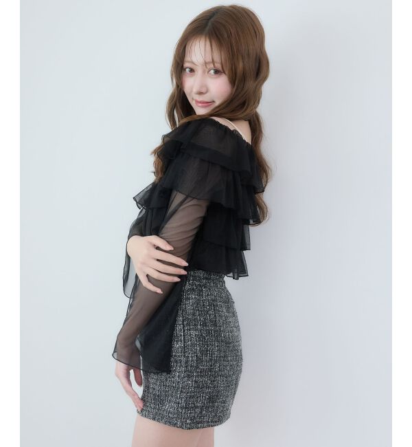  「チョーカーセットチュールフリルトップス」|Tシャツ・カットソー|