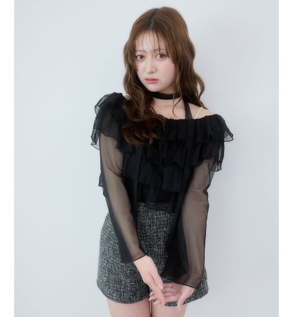  「チョーカーセットチュールフリルトップス」|Tシャツ・カットソー|