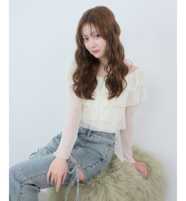  「チョーカーセットチュールフリルトップス」|Tシャツ・カットソー|