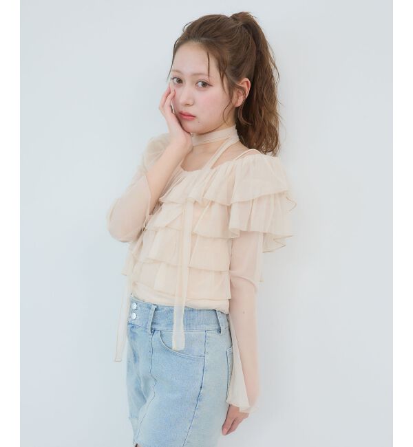  「チョーカーセットチュールフリルトップス」|Tシャツ・カットソー|