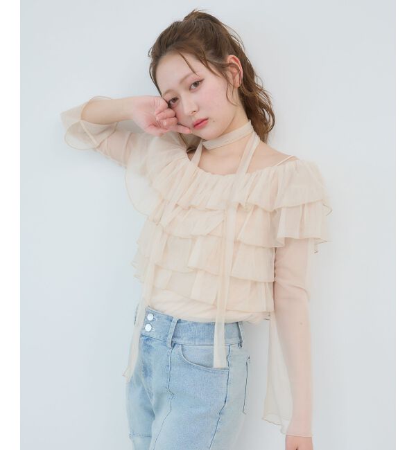  「チョーカーセットチュールフリルトップス」|Tシャツ・カットソー|