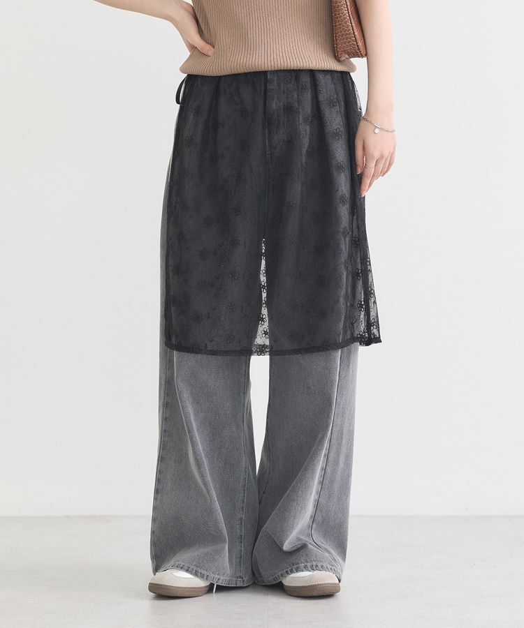 earth music&ecology「フラワー刺繍レイヤードスカート」|スカート|