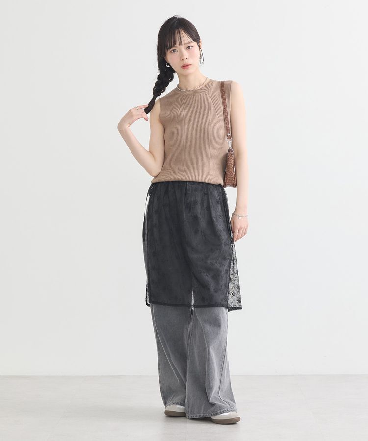 earth music&ecology「フラワー刺繍レイヤードスカート」|スカート|