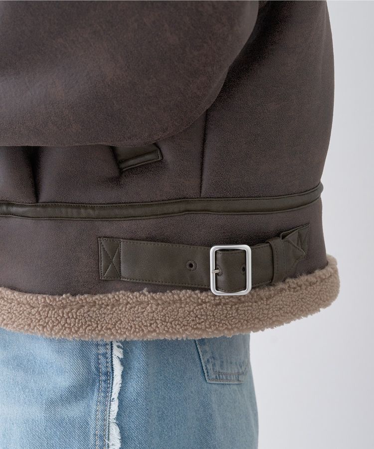 earth music&ecology「フェイクムートンジャケット」|ブルゾン・スタジャン|