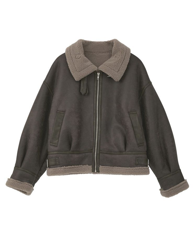 earth music&ecology「フェイクムートンジャケット」|ブルゾン・スタジャン|