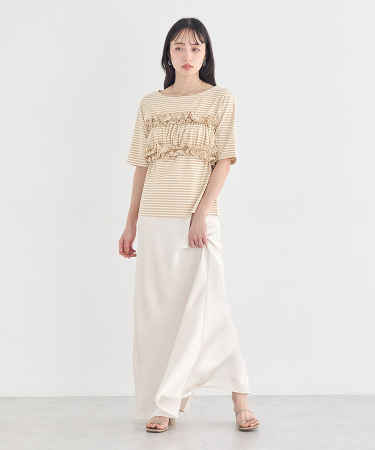 earth music&ecology「サテンフリルマーメイドスカート」|フレア|