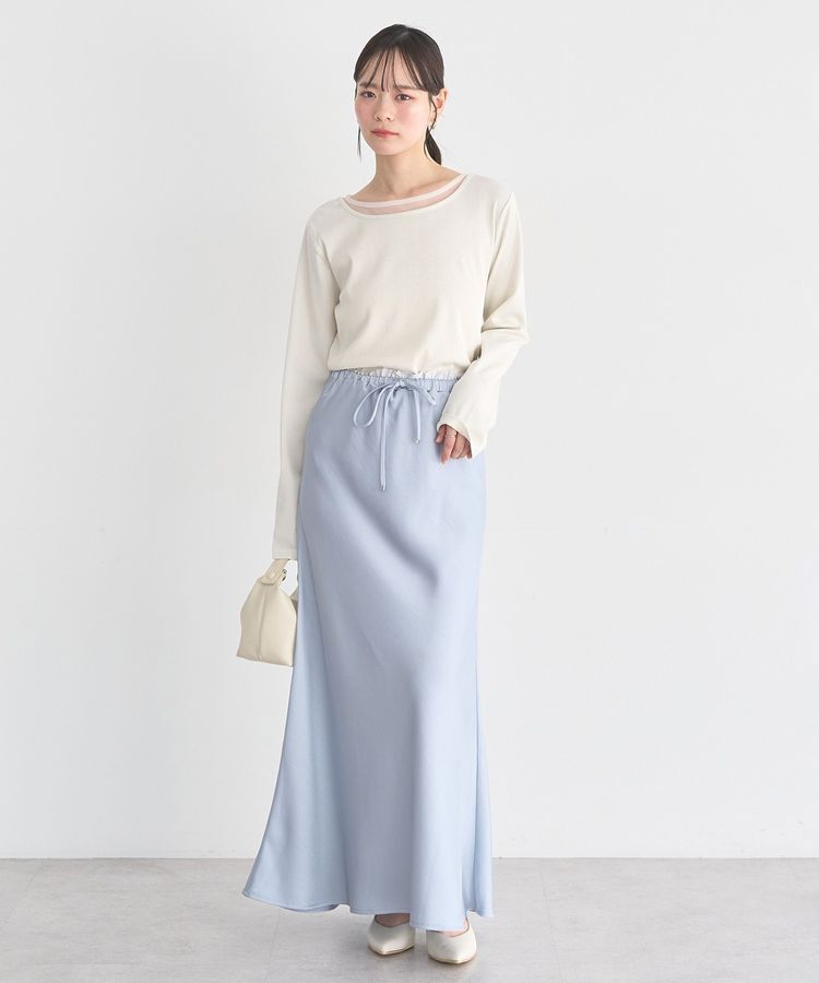 earth music&ecology「サテンフリルマーメイドスカート」|フレア|