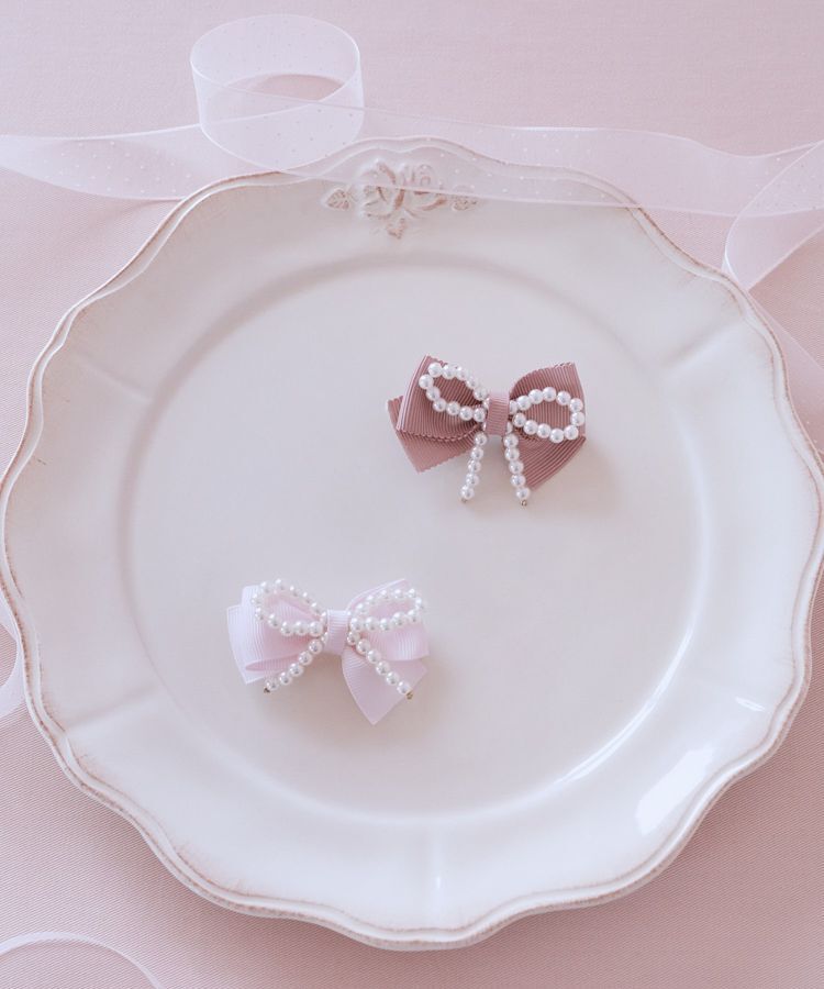 Maison de FLEUR「ピンクマニアグログランリボンパールクリップ」|その他|