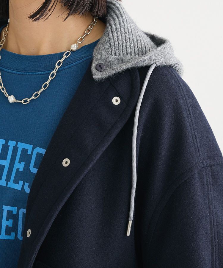 Green Parks「ニットフード付きウーリーブルゾン」|ブルゾン・スタジャン|