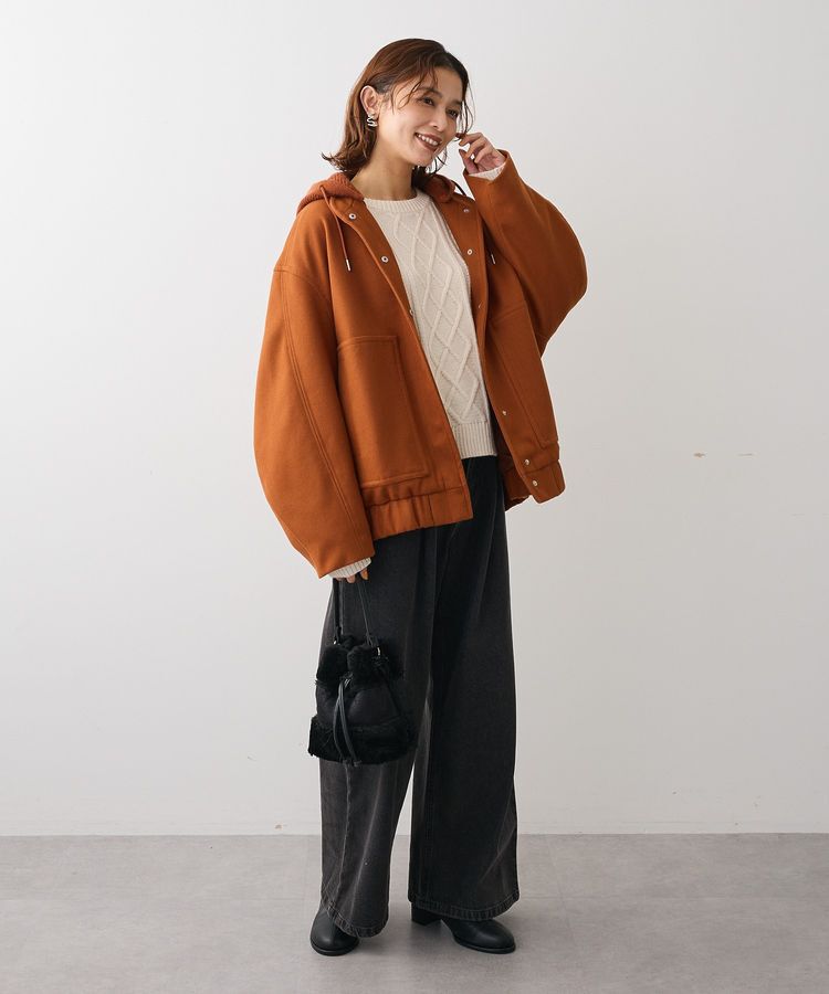 Green Parks「ニットフード付きウーリーブルゾン」|ブルゾン・スタジャン|