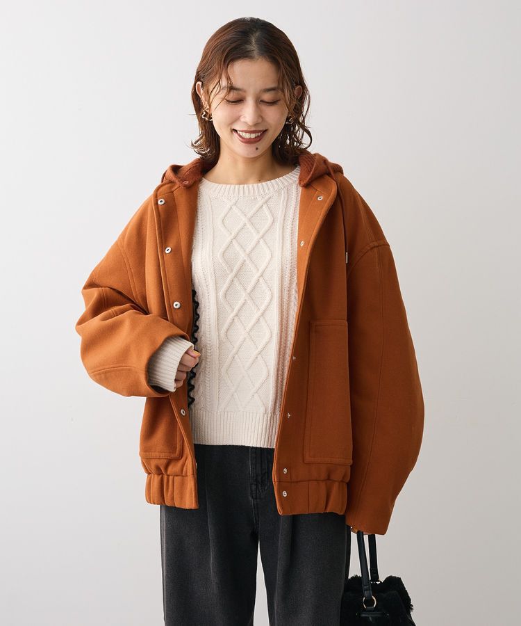 Green Parks「ニットフード付きウーリーブルゾン」|ブルゾン・スタジャン|