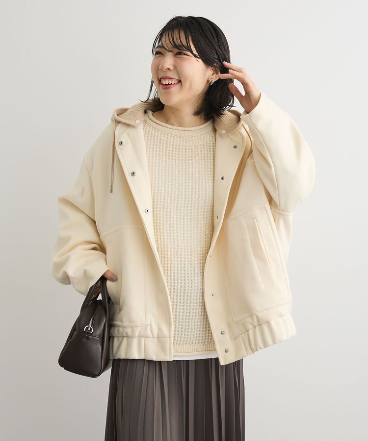 Green Parks「ニットフード付きウーリーブルゾン」|ブルゾン・スタジャン|