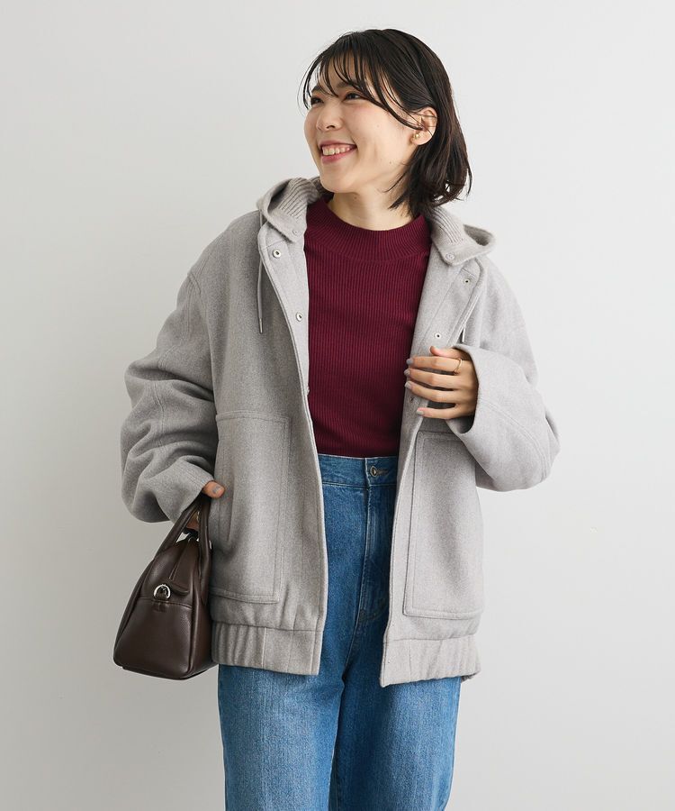 Green Parks「ニットフード付きウーリーブルゾン」|ブルゾン・スタジャン|