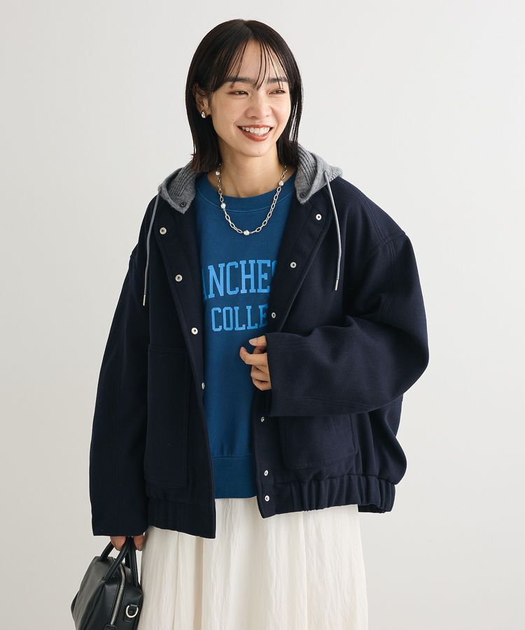 Green Parks「ニットフード付きウーリーブルゾン」|ブルゾン・スタジャン|