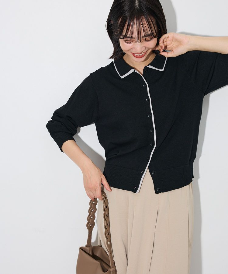 Green Parks「ここちニット衿付き配色プルオーバー」|ニット・セーター|