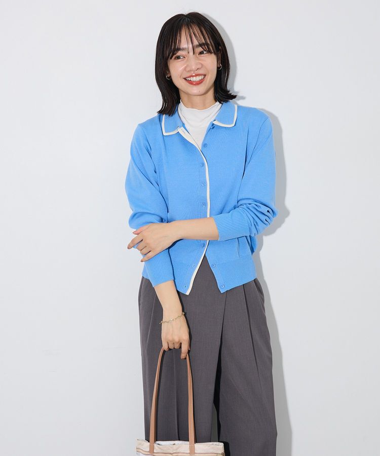 Green Parks「ここちニット衿付き配色プルオーバー」|ニット・セーター|