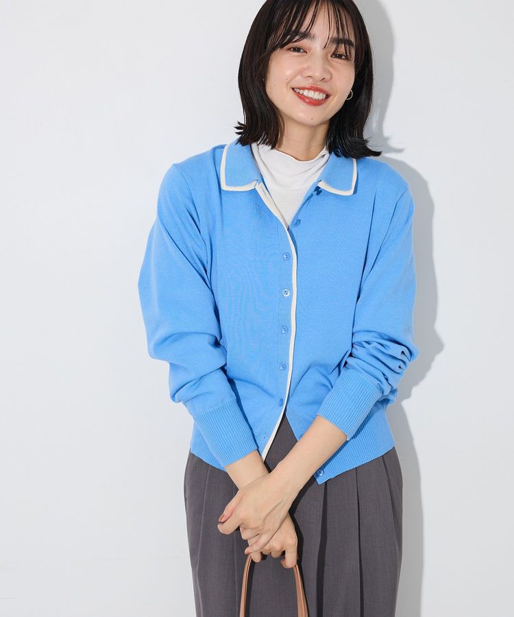 Green Parks「ここちニット衿付き配色プルオーバー」|ニット・セーター|