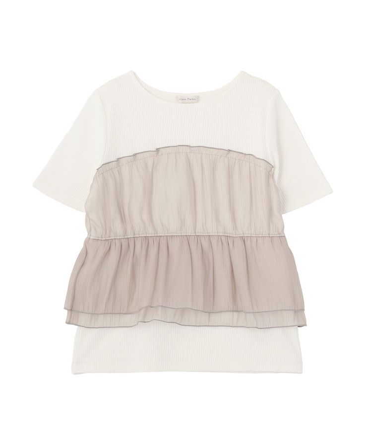 Green Parks「オーガンジービスチェドッキング半袖プルオーバー」|Tシャツ・カットソー|