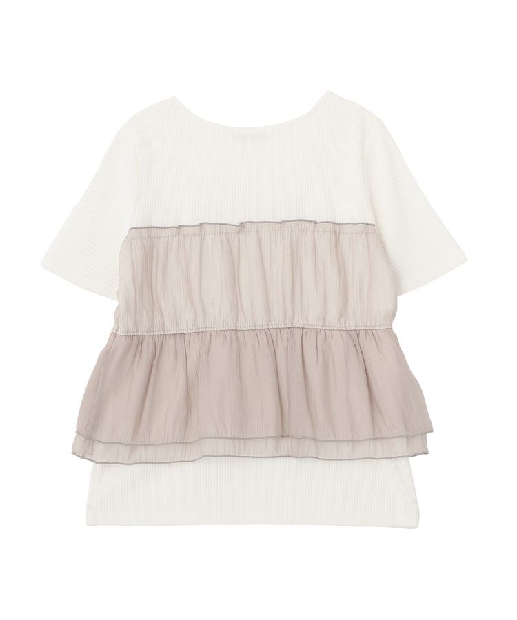 Green Parks「オーガンジービスチェドッキング半袖プルオーバー」|Tシャツ・カットソー|