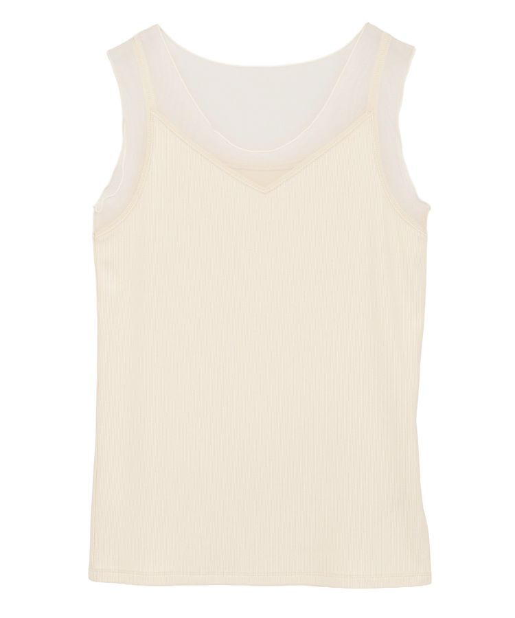 YECCA VECCA「チュールMIXリブインナー」|キャミソール|Ivory