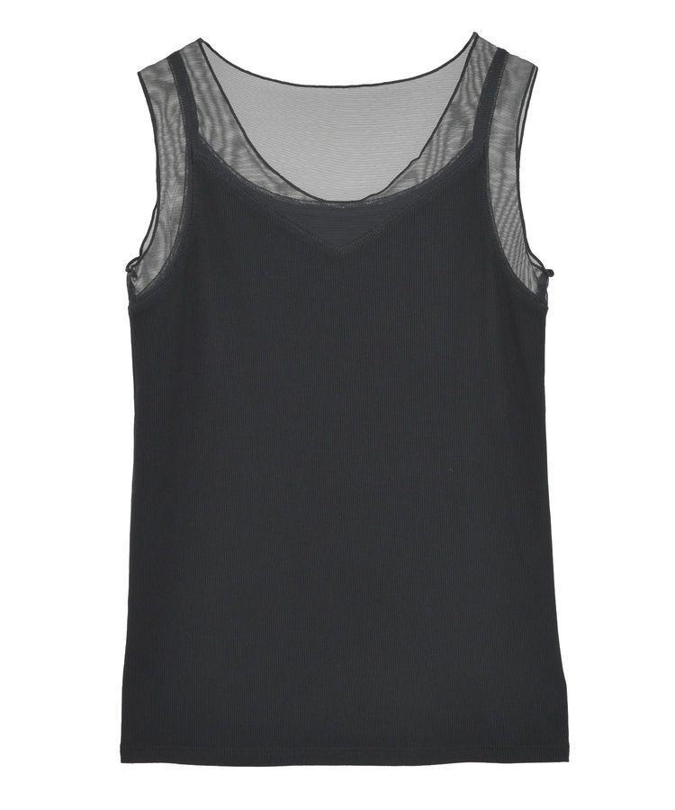 YECCA VECCA「チュールMIXリブインナー」|キャミソール|