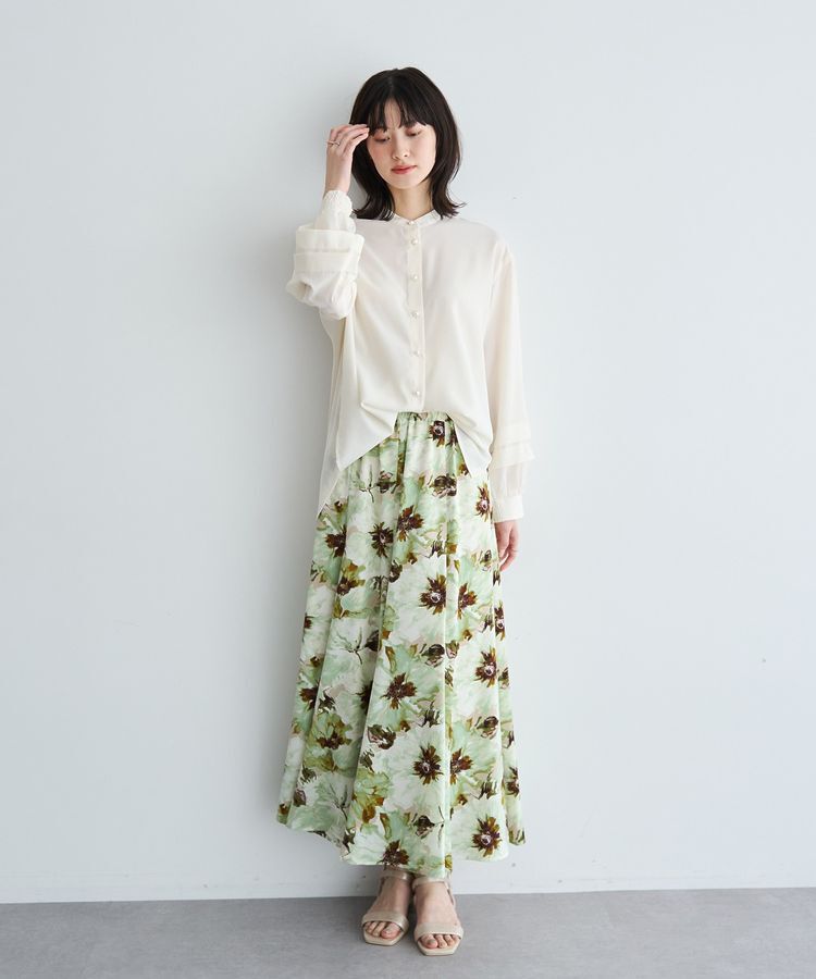 YECCA VECCA「水彩フラワー柄マーメイドスカート」|フレア|