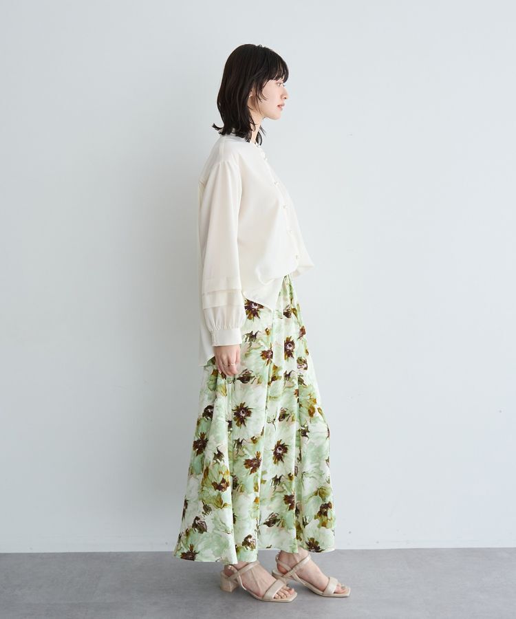 YECCA VECCA「水彩フラワー柄マーメイドスカート」|フレア|