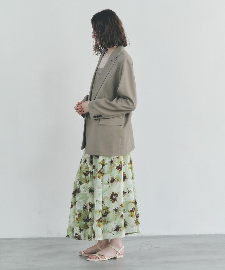 YECCA VECCA「水彩フラワー柄マーメイドスカート」|フレア|