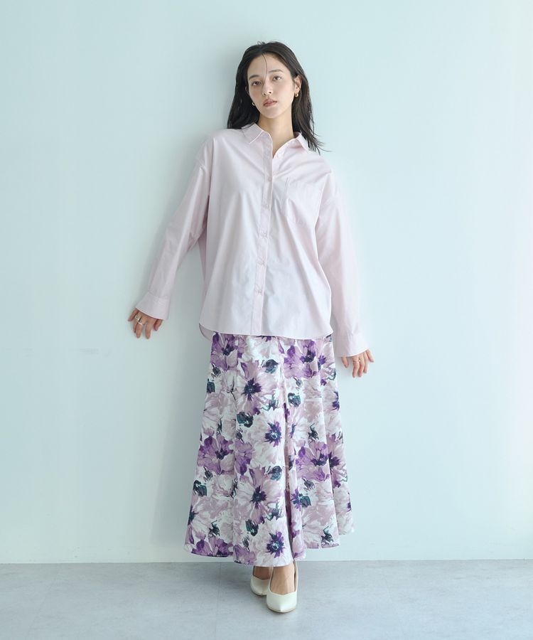 YECCA VECCA「水彩フラワー柄マーメイドスカート」|フレア|