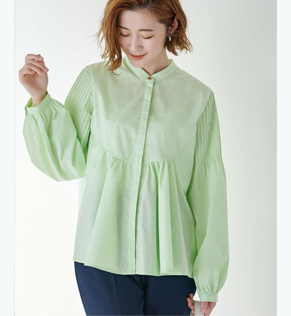 ur's「デザインスリーブバンドカラーフレアシャツ」|シャツ・ブラウス|