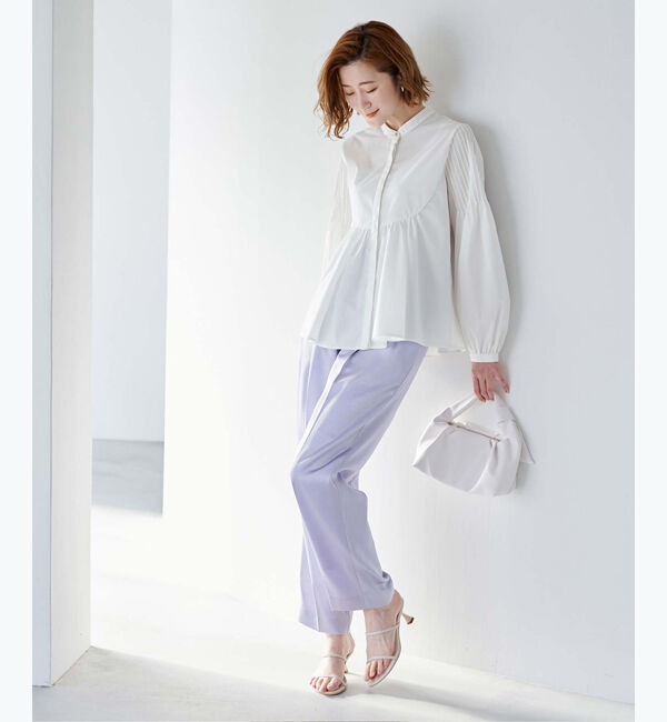 ur's「デザインスリーブバンドカラーフレアシャツ」|シャツ・ブラウス|