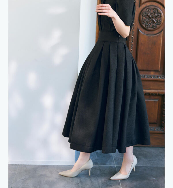 ur's「【yukiさんコラボアイテム】ふくれジャガードハイウエストタックフレアスカート」|スカート|