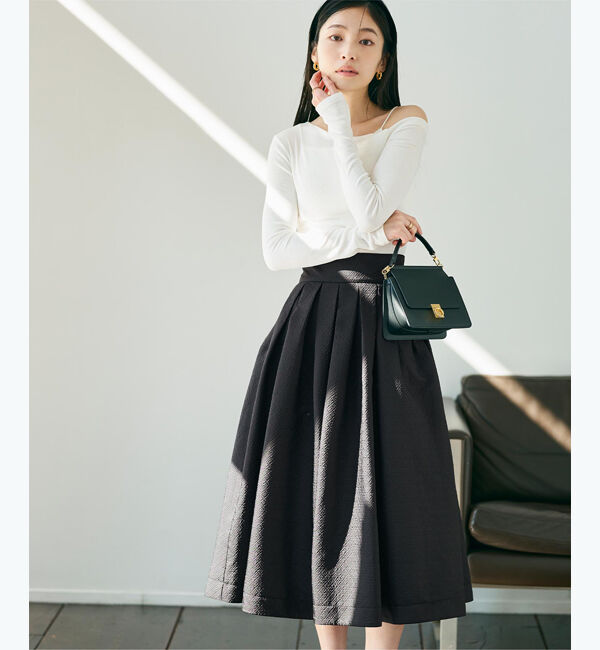 ur's「【yukiさんコラボアイテム】ふくれジャガードハイウエストタックフレアスカート」|スカート|