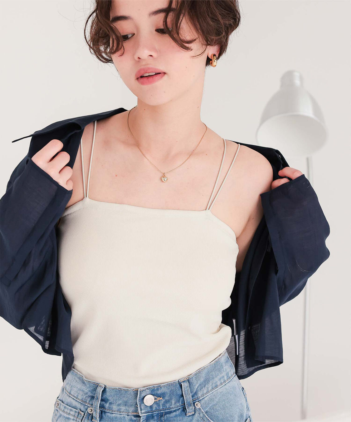 titivate「カップ付きダブルストラップキャミソール」|キャミソール|アイボリー