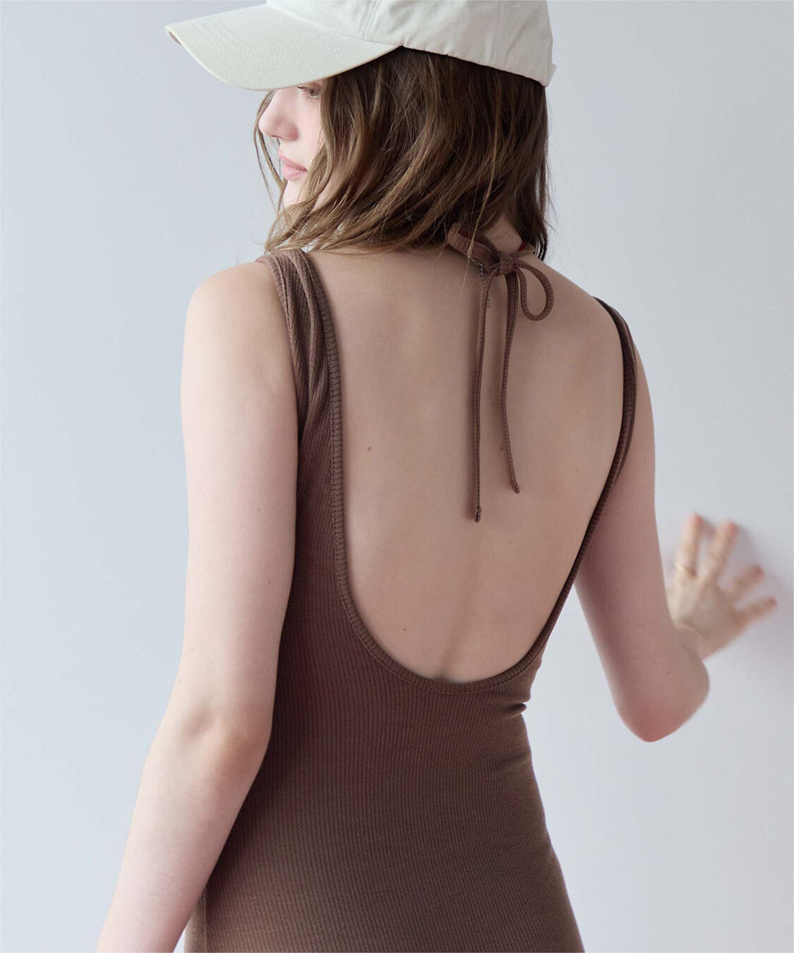 SEA DRESS「ホルターネックバックオープンリブワンピース/水着」|ビキニ|