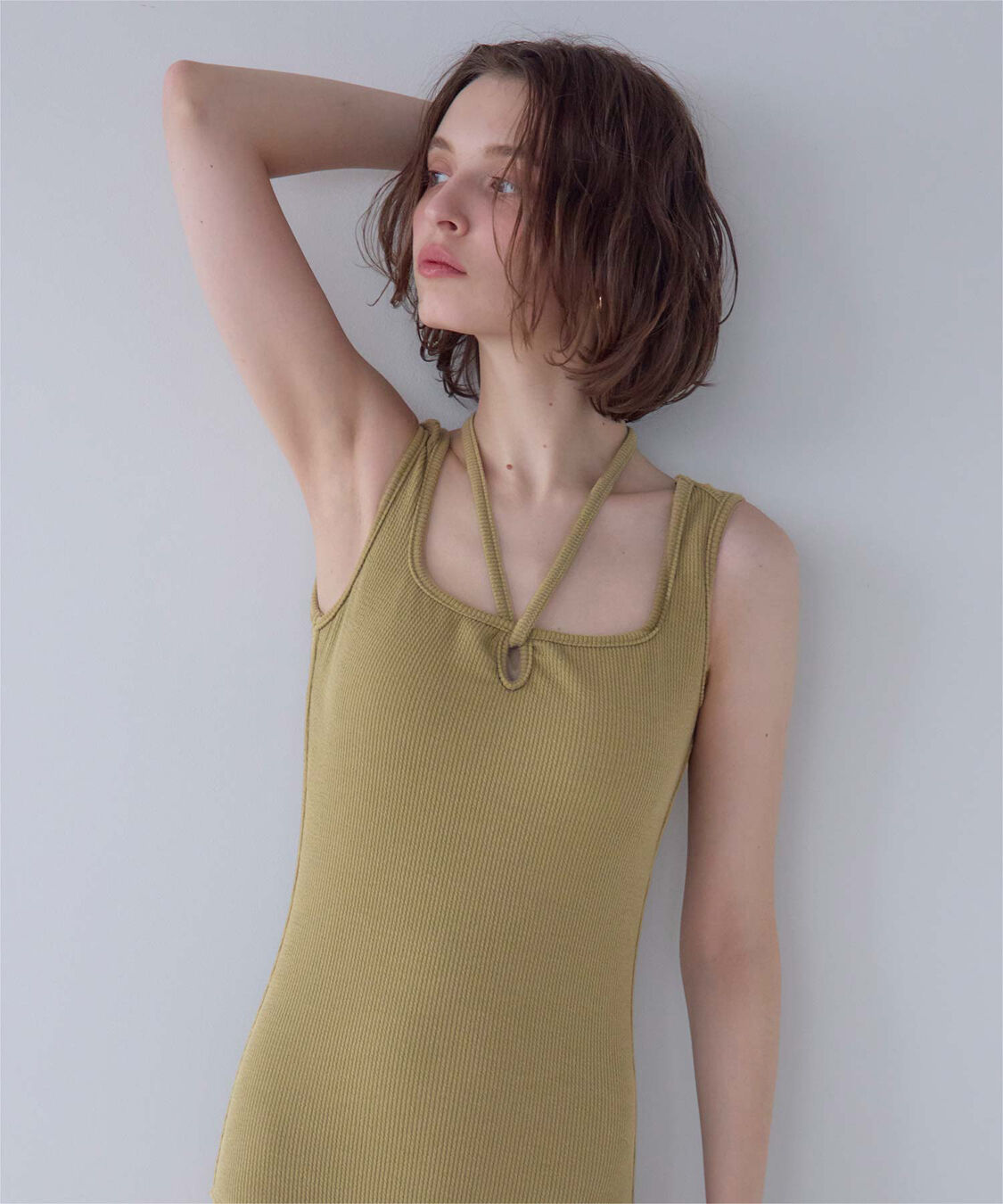 SEA DRESS「ホルターネックバックオープンリブワンピース/水着」|ビキニ|