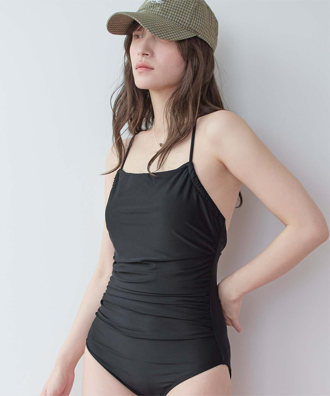 SEA DRESS「サイドギャザーバッククロスデザインワンピース/水着」|ビキニ|