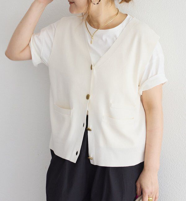  「【手洗い可能】ミラノリブニットジレベスト」|ニット・セーター|