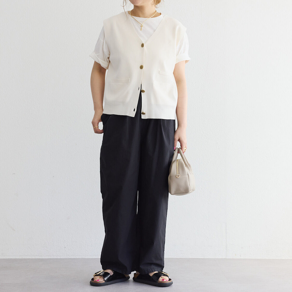  「【手洗い可能】ミラノリブニットジレベスト」|ニット・セーター|