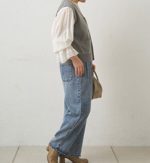  「【手洗い可能】ミラノリブニットジレベスト」|ニット・セーター|