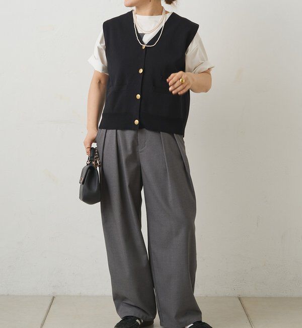  「【手洗い可能】ミラノリブニットジレベスト」|ニット・セーター|