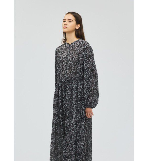 mizuiro ind「mizuiro ind フラワープリントシャツワンピース」|ワンピース|