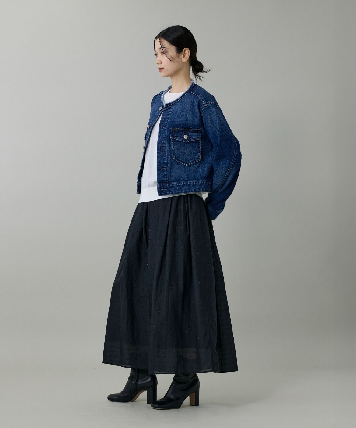 INED「《大きいサイズ》ラメドットタックスカート」|スカート|